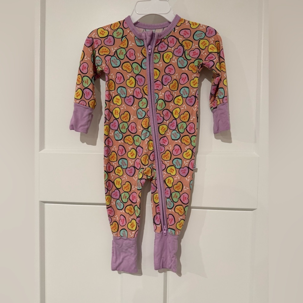 Bamboo Zippy PJs Pink Conversation Hearts